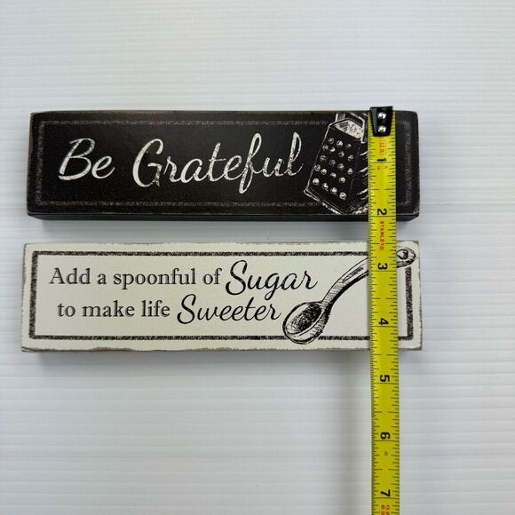 Kitchen Sign Set Be Grateful & Spoonful Of Sugar Shelf Tiered Tray Signs - Picture 7 of 7